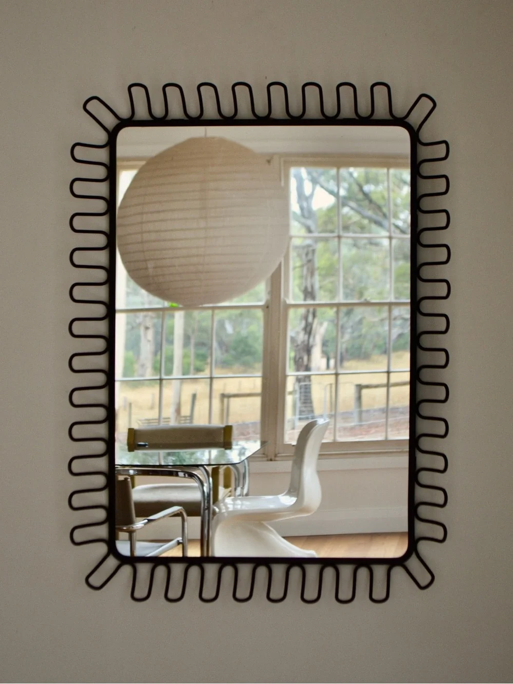 VINTAGE IKEA Mandal Black Wavy Frame Wall Mirror – Sleek Modern Home Decor